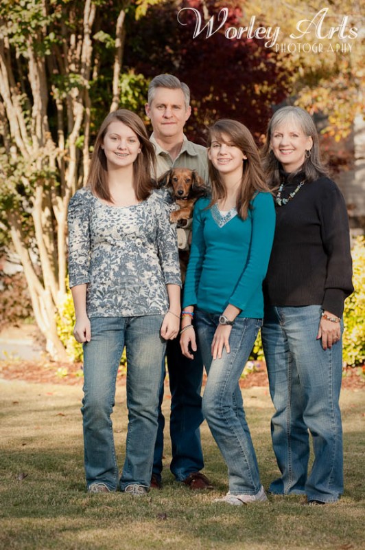 fall family with dog